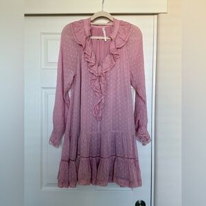 Anthropologie Pink Ruffle Tunic Dress